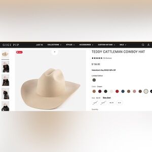 GIGI PIP 100% Australian wool Teddy Cattleman’s hat.